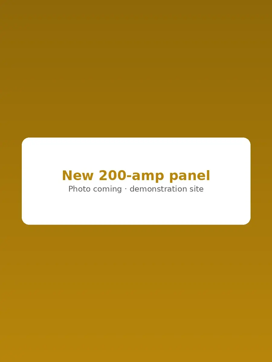 New 200-amp panel with labeled breakers and clean wiring